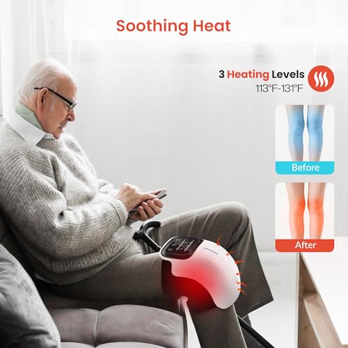 Snailax Knee Massager with Heat, Red Light & Vibration Knee Heating Pad, Heated Knee Wrap, Gift for Mom Dad Men Women