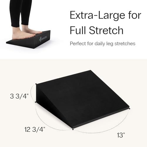 StrongTek XL Foam Yoga Wedge Blocks, Black, Set of 2, 16.5° Incline, 13" × 12.75" × 3.75", for Yoga, Stretching, Squats & ...
