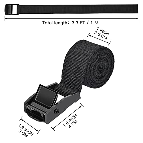 Kshineni Tie Down Straps 6 Pcs Lashing Ratchet Strap 1" x 3.3' Adjustable Heavy Duty Cam Buckle Cinch Straps for Cargo, Tr...