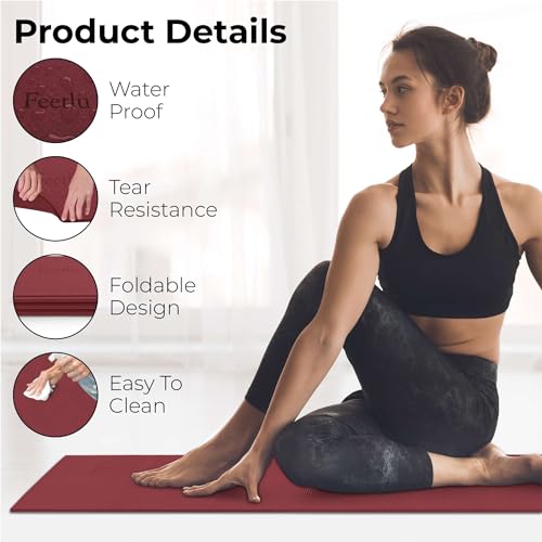 Feetlu Foldable Yoga Mat, 6mm Thick, Lightweight, Anti-Slip, and Easy to Store – Perfect for Travel, Yoga, Pilates, Home W...