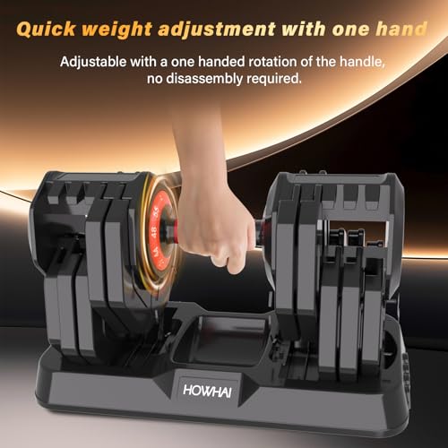 HOWHAI 55lb Adjustable Dumbbell, 10 in 1 Hand Adjustable Weights Dumbbell with Anti-Slip Texture Handle, Exercise & Fitnes...