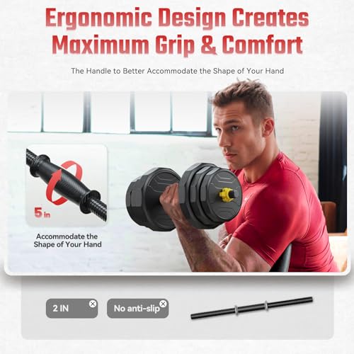 FEIERDUN Adjustable Dumbbells Set, 48/68/88lbs Free Weight Set with 4 Modes, Used as Barbell, Kettlebells, Push up Stand, ...