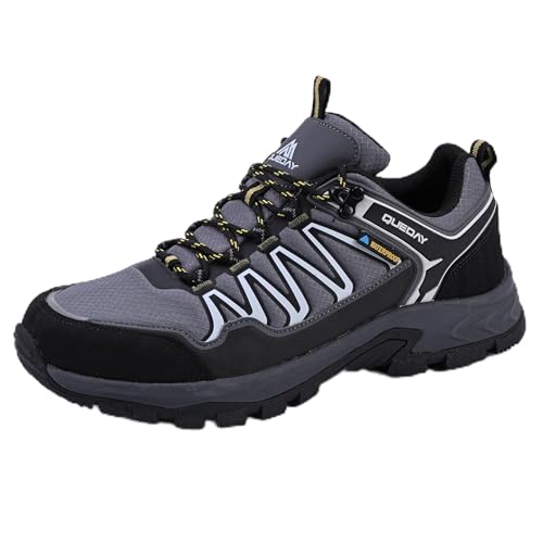 Queday Waterproof Hiking Shoes Mens Lightweight Walking Shoes Daily Hike Trekking Trail Outdoor Camping Climbing