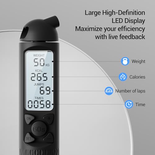 UMAY Weighted Cordless Jump Rope, Adjustable Length Ropes Ropeless with LCD Counter Display for Women Kids, Smart Skipping...