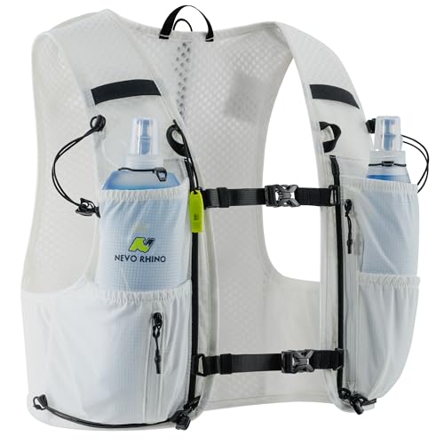 N NEVO RHINO Running Vest for Women Men, 5L Lightweight Running Hydration Vest with 2 TPU 500ml Soft Flask, Breathable Hyd...