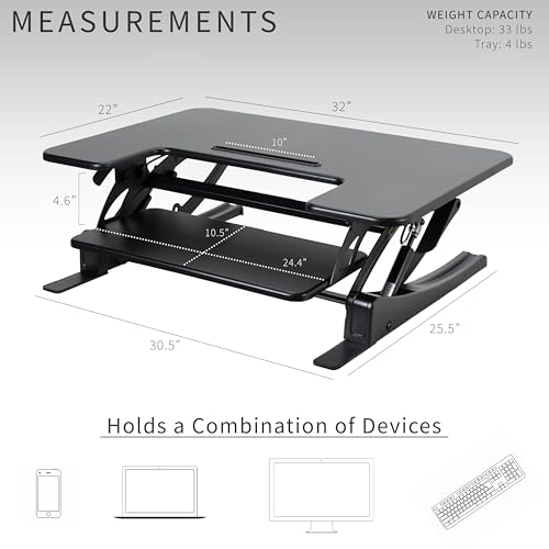 VIVO 32 inch Height Adjustable Stand Up Desk Converter, V Series, Quick Sit to Stand Tabletop Dual Monitor Riser Workstati...
