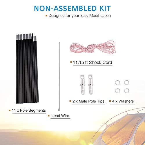 BRILLIANCE4U Aluminum Tent Poles Replacement, Fits Both Female and Male Ends, Lightweight Tent Pole Repair Kit, 7001 Alumi...