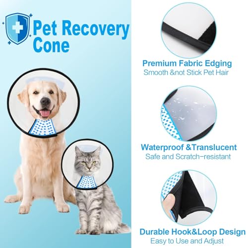 Supet Dog Cone Collar Adjustable After Surgery, Comfortable Pet Recovery Collar & Cone for Large Medium Small Dogs, Elizab...
