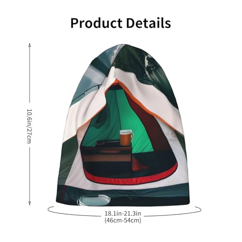 YANYU Lake Camping Print Soft Beanie Winter Hat Warm Thermal Cap Headwear for Snow Play Outdoor Activities