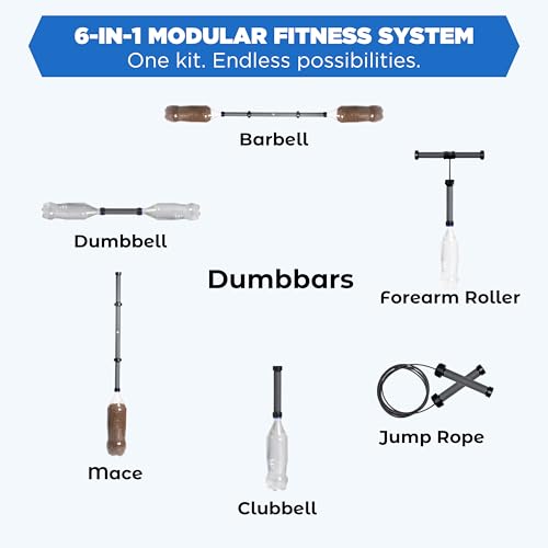 Dumbbars Modular Fitness Bar – 6-in-1 Portable Home Gym System for Clubbell, Mace, Forearm Training, Jump Rope, Dumbbell &...