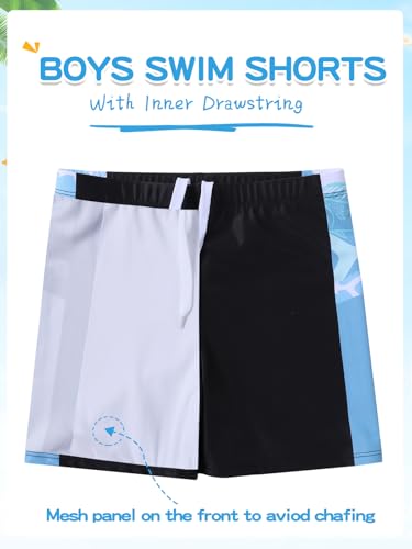 Hotfiary Boys Rash Guard Swimsuits Set Two Piece Short Sleeve Swim Shirts with Trunks Quick Dry Bathing Suit Swimwear 8-15 Y