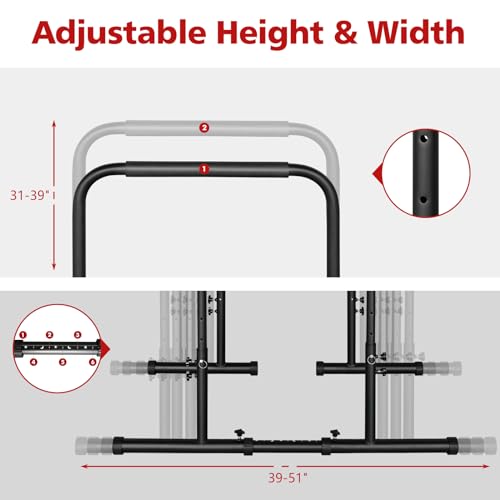 LSKSSNG Dip Stand Station, Adjustable Height Dip Station for Strength Training, Heavy Duty Steel Parallel Push Up Stand, H...