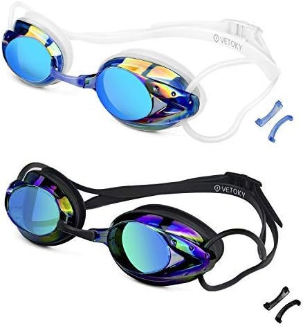 vetoky Swim Goggles, Anti Fog Swimming Goggles UV Protection Mirrored & Clear