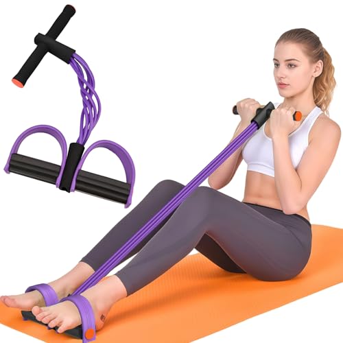 Resistance Bands with Handles, 6-Tubes Elastic Foot Pedal Resistance Bands, Natural Rubber Ankle Puller Sit-up Exercise, M...