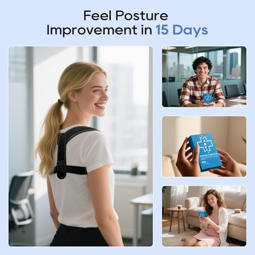 Duoorra Posture Corrector for Women and Men, Adjustable Upper & Mid Back Brace for Neck, Shoulder & Back Support, Breathab...