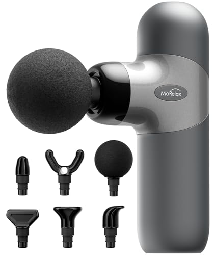 Morelax Mini Massage Gun, Percussion Muscle Massager for Back Pain Relief, Compact Sports Travel Massage Gun with 6 Massag...
