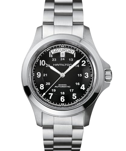 Hamilton Khaki Field King Automatic Men's Watch, 40mm Stainless Steel Case, Swiss Made, Black Dial Analog Wrist Watch for ...