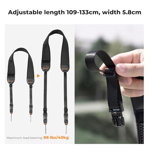 K&F Concept Camera Neck Strap for Photographers, Soft Neoprene Adjustable Shoulder Belt with Zipped Pockets