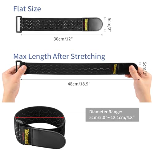 Trilancer Elastic Cinch Straps with Anti-Slip Strips, 12 "x 2"(8 Pack) Heavy Duty Multipurpose Hook and Loop Straps for Ex...