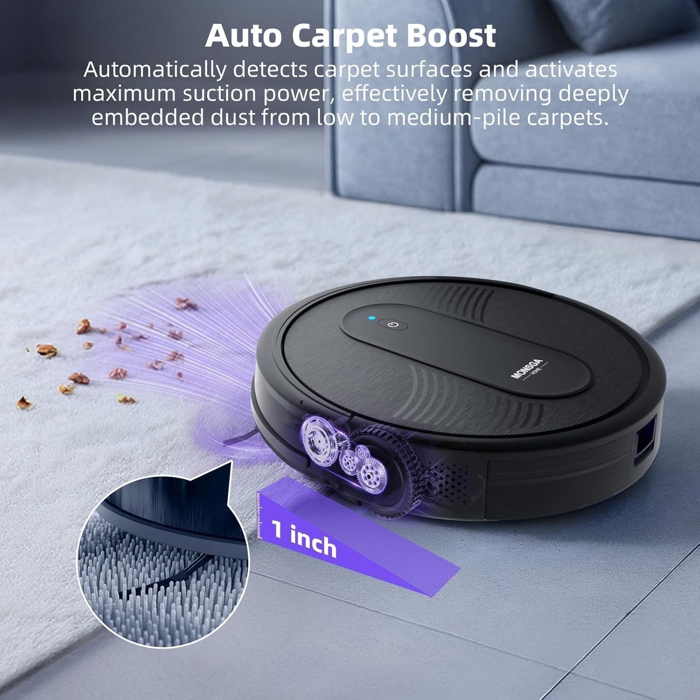 Robot Vacuum Cleaner, 4000Pa Powerful Suction Robotic Vacuum, 3.2" Super-Slim, 140Min Runtime, Vacuum Robot for Hard Floor/Low Pile Carpet/Pet Hair, Remote/App/Voice Control, Schedule Clean