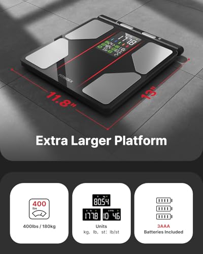 FITINDEX Smart Scale for Body Weight, Body Composition Analyzer with 8-Electrode Large Platform for Weight, BMI, Fat, Musc...