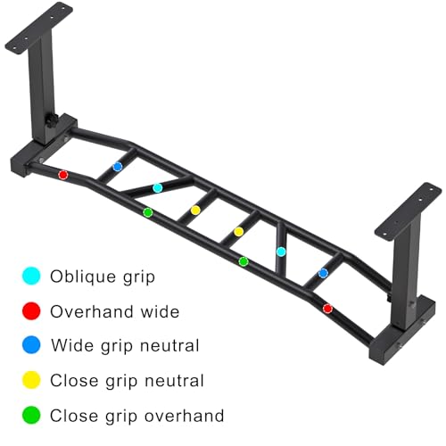 Kipika 48" Ceiling Mounted Pull Up Bar, Heavy Duty Multi-Grip Chin Up Bar,Mounted Pullup Bar, Adjustable Height, Pull Up B...