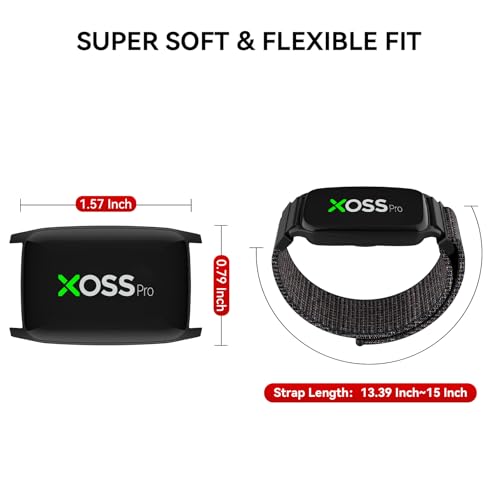 XOSS BBP Heart Rate Monitor Armband with Bluetooth5.0 & ANT+, IPX68 Waterproof & Rechargeable 60Hour Battery Life Monitor ...