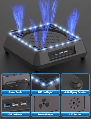 Cooling Fan for Xbox Series X Mviioe Xbox Series X Cooling Stand with LED Indicator, Extra Big Turbo Fan, USB 2.0 Ports, D...