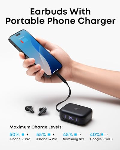 Soundcore P41i by Anker, Adaptive Noise Cancelling Earbuds with Portable Phone Charger and Built-in Lightning Adapter, 12H...