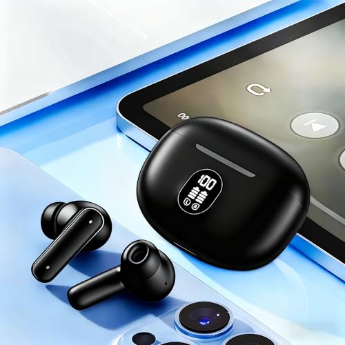 BSWLMDD Wireless Bluetooth Noise-Canceling Earbuds Bluetooth 5.3 High-Fidelity Stereo LED Display in-Ear Headphones 48-Hou...
