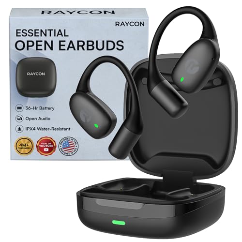Raycon Essential Open Ear Earbuds – Open Ear Headphones, Earbuds Wireless Bluetooth, Sweat & Water-Resistant Earphones, Ru...