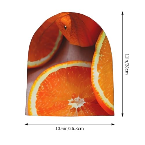 YANYU Fresh Orange Fruit Print Soft Beanie Hat for Men Women Warm Fashion Cap for Jogging Cycling Gift Outdoor Use