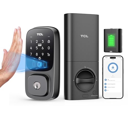 TCL D1 Pro Palm Vein Smart Lock, Keyless Entry Door Lock, Upgraded Rechargeable Battery, Front Door Smart deadboalt, App R...