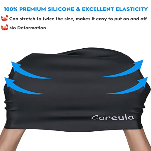 2 Pack Kids Swim Cap for Long Hair, Large Silicone Waterproof Swimming Cap for Age 3-15 Kids Girls Boys Toddler Children Y...