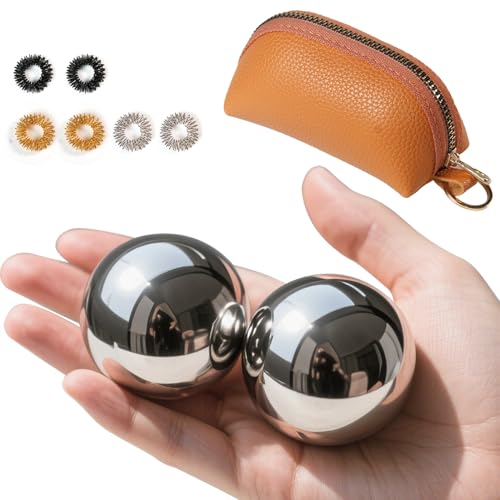Roadtofree Baoding Balls with Chime 1.5 inch Stainless Steel Meditation Balls, Hand Exercise Massage Balls for Home Office...