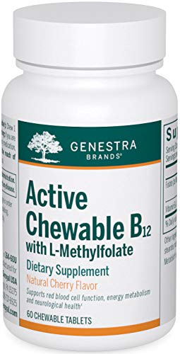 Genestra Brands Active Chewable B12 with L-Methylfolate | Chewable Vitamin B12 and Folate Supplement | 60 Chewable Tablets...