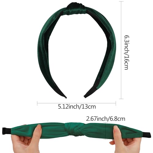 Chanaco Christmas Headbands for Women 2Pcs Top Knotted Hair Bands for Adult Non Slip Xmas Headband Red Green Velvet Wide H...