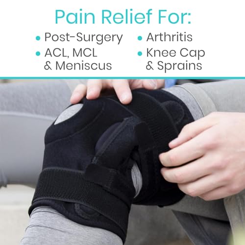 Vive Hinged Knee Brace - Relieves ACL, MCL, Meniscus Tear - Lightweight, Comfortable, Breathable Open Patella Wrap with Si...