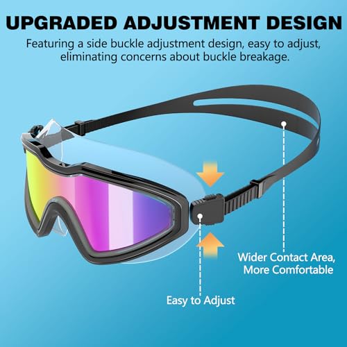 COOLOO Swim Goggles, Wide View No Leaking Swimming Goggles, Anti-fog & Anti-UV Fashion Swim Goggles for Adult Men Women Youth