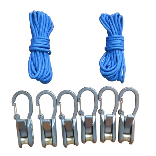 Pinenalo Rope with Roller Tensioner for Easy and Secure Tying, 6-Pack Paracord Adjusters, Camping and Boating Tie-Down Too...