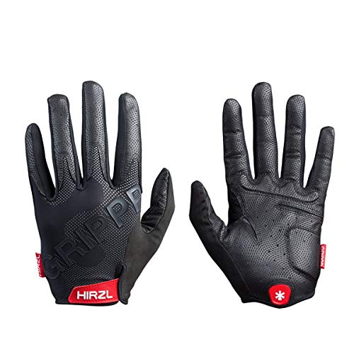 HIRZL Grippp Tour FF 2.0 Leather Bike Gloves, Black, Full Finger, Breathable, Foam Padded, Anti-Slip, Sweat and Water Resi...