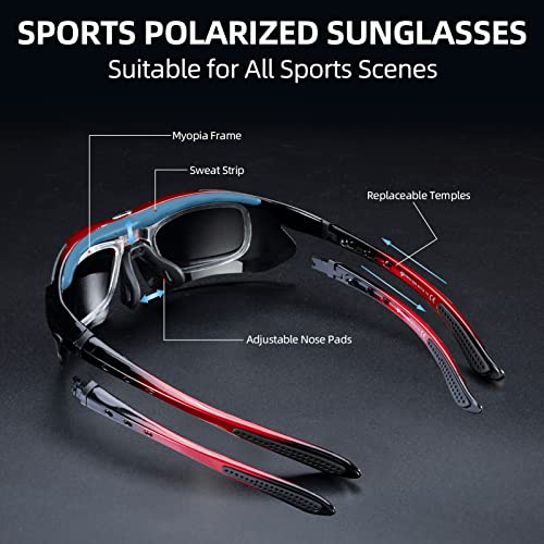 ROCKBROS Polarized Sunglasses Men Women Cycling/Pickleball/MTB Glasses UV Protection, Suitable for Myopia Glasses