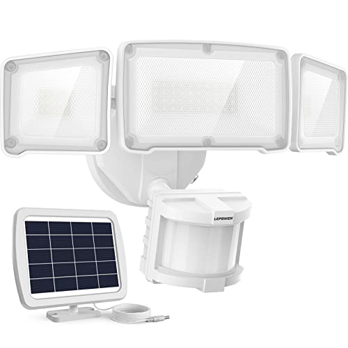 LEPOWER 1600LM LED Solar Security Lights Motion Outdoor, Motion Sensor Light, 5500K White Light, IP65 Waterproof Outdoor F...