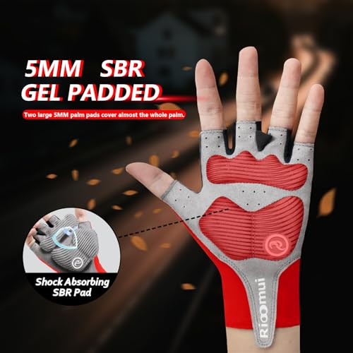 Rioomui Cycling Gloves,Anti-Slip 5mm Padded Biking Gloves for Men Women Shock-Absorbing Summer Breathable for Road Bicycle...