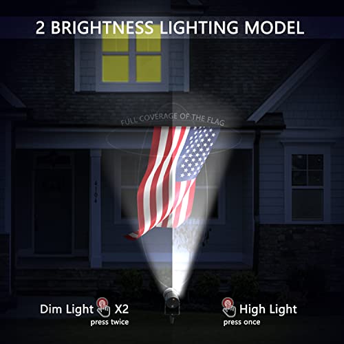 Ofuray Solar Flag Pole Light 3In1 Design, Brightest Flag Pole Light Solar Powered, 2 Brightness American Flag Coverage Led...