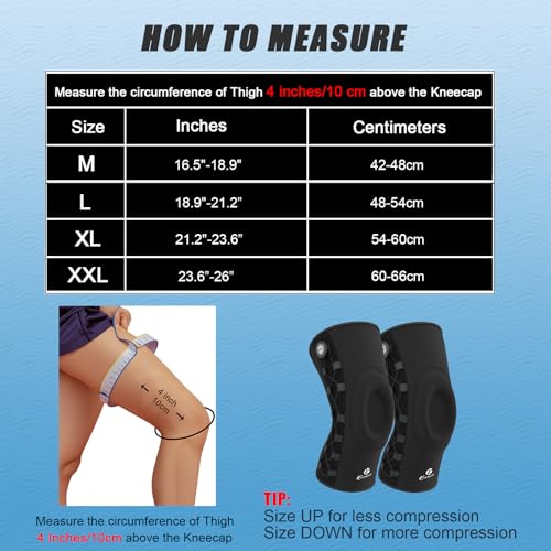Kuangmi Knob Knee Brace, Knee Compression Sleeve with Patella Gel Pad & Side Stabilizers, Support for Sports, Workout, Pai...