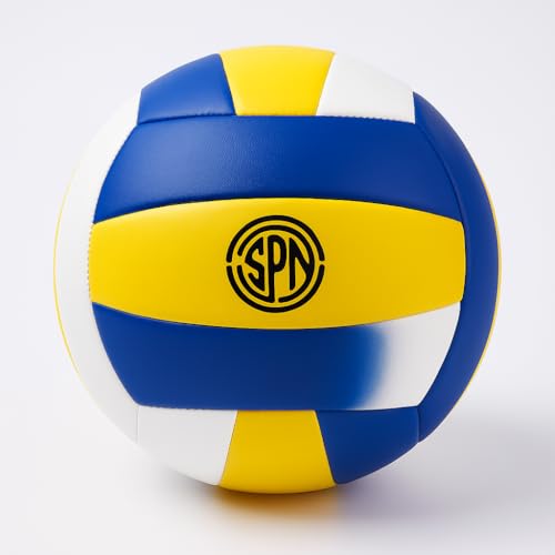SPN Volleyball Size 5 Indoor & Outdoor PU Soft Touch Training Ball with Pump & Mesh Bag Official 20.5cm for Kids, Teens & ...