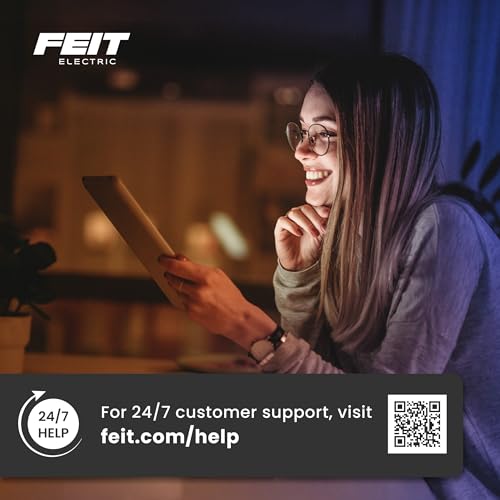 Feit Electric A19 100W Equivalent LED Light Bulbs, Dimmable, 3000k Bright White, 1600 Lumens, 22 Year Lifetime, E26 Base, CRI 90, UL Listed, Damp Rated, 2 Pack, OM100DM/930CA/2