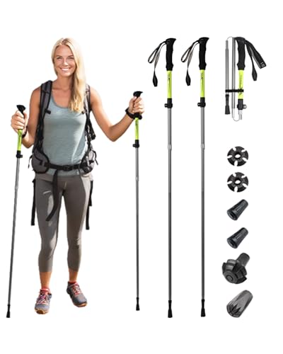 TianfuSpanda Trekking Poles Collapsible 2 Pack, 7075 Aluminum Alloy Hiking Poles, Adjustable 45"-53" with Anti-Shock EVA G...