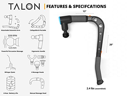 Brazyn - Talon Percussion Massage Gun + Massage Cane + Gun Holder System - Deep Tissue Muscle Massager with Arm Attachment...